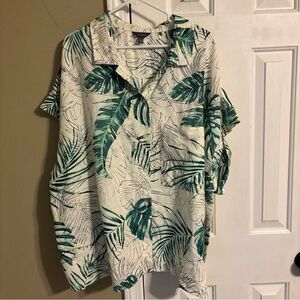 The Limited Tropica Print Linen Blend Notched Collar Blouse